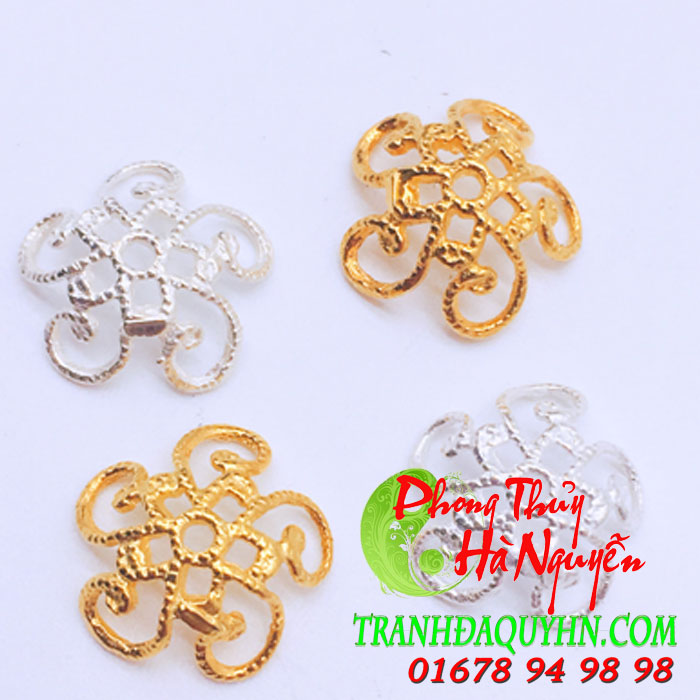 phụ kiện bạc mạ vàng hình cánh hoa 